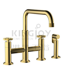 (KJ826D002 Brushed Gold) 4-hole basin mixer deck-mounted