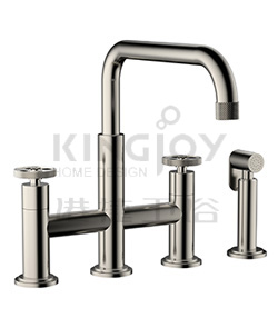 (KJ826D002 Brushed Nickel) 4-hole basin mixer deck-mounted