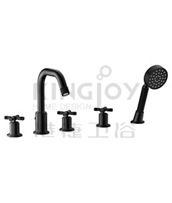 (KJ826S002 Matte Black-2) 5-hole bath/shower mixer deck-mounted