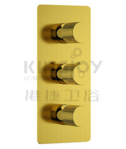 (KJ8274173 Brushed Gold-Ti) Thermostatic concealed mixer with diverter,2 inlets 1/2'',3 outlets 1/2''