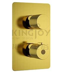 (KJ8274171 Brushed Gold-Ti) Thermostatic concealed mixer with volume control,2 inlets 1/2'',1 outlet 1/2''