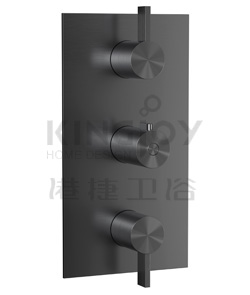(KJ8694134 枪灰拉丝) Thermostatic concealed mixer with volume control,2 inlets 3/4'',2 outlets 3/4''