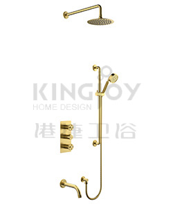 (KJ8268420 Brushed Gold-Zr-1) Thermostatic concealed shower mixer
