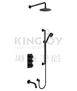 (KJ8268420 Matte Black) Thermostatic concealed shower mixer