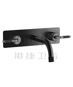 (KJ826Q001 Matte Black) Two-handle wall basin mixer