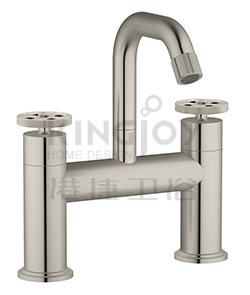 (KJ826N000 Brushed Nickel PVD) Two handle bath mixer deck-mounted
